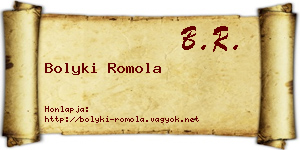 Bolyki Romola névjegykártya